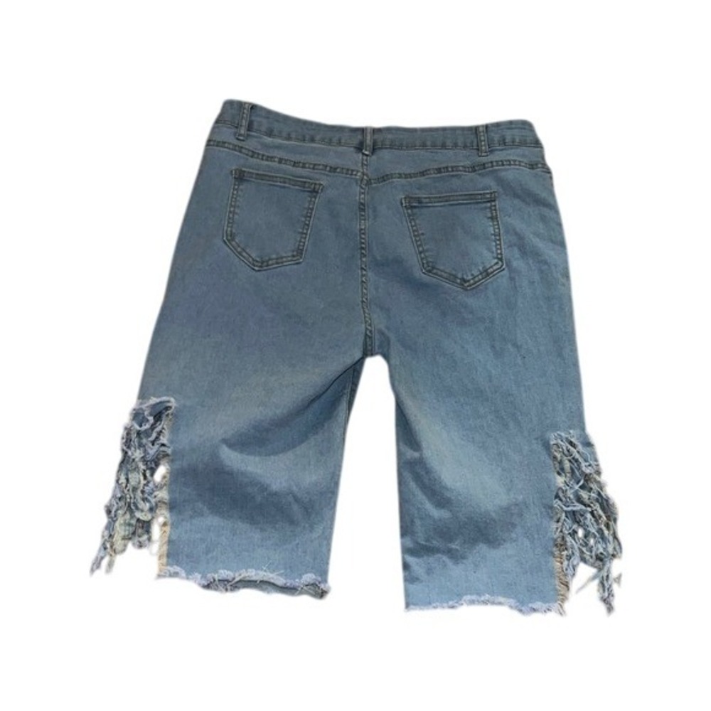 Womens Denim Bermuda Shorts XXL Distressed Ripped Frayed Hem Plus Size - Picture 8 of 8